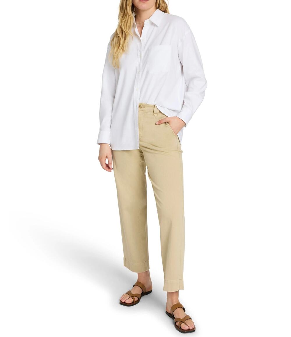 Faherty Coastline Ankle Organic Cotton Blend Chino Pants 4 cropped tan khaki